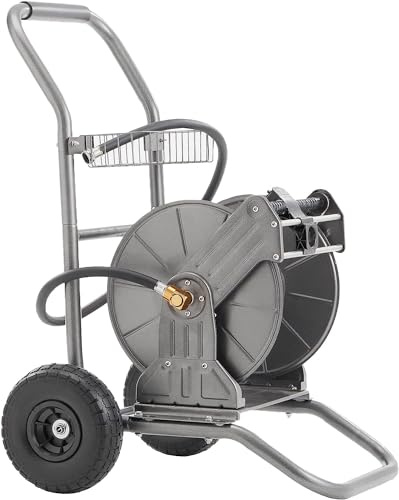 Giraffe Tools Gartenschlauchtrommelwagen mit Rädern, robuster Metall-Wasserschlauchtrommel, 60 m von 1/2 Kapazität, mobiler Schlauchwagen für den Außenbereich