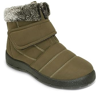Chums Ladies Wide EE Fit Thermal Lined Showerproof Boot with Touch Fasten Closure & Faux Fur Trim Green 7