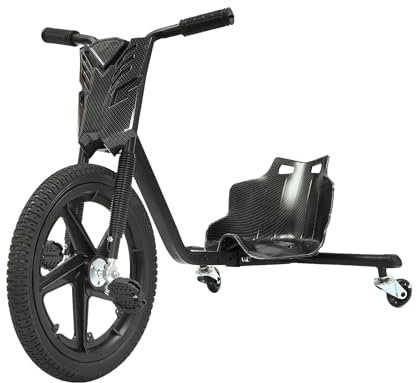 Pedal-Gokart, 16 Inch Kinderfahrzeug, Tretauto mit Beleuchtetes Hinterrad, 360° Universalrad, Sicherheit und Stabilität, für Kinder 130-160cm, Geschenk (Schwarz)