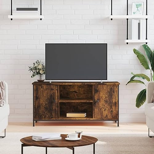 Coavain Mobile TV Rovere Fumo 100x40x50cm in Legno Multistrato Mobile TV Basso Mobiletto Sotto TV Armadio TV Mobiletto Soggiorno Mobili Porta TV da Terra Mobile TV Legno Mobiletto per Tv