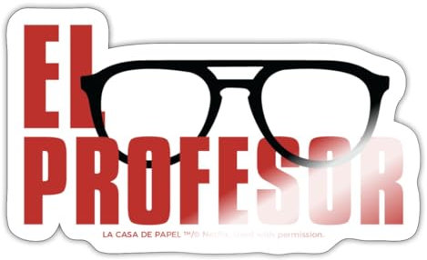 Spreadshirt Haus des Geldes - La Casa De Papel - El Professor Sticker, max. 10 x 10 cm, 10 x 10 cm, Weiß glänzend