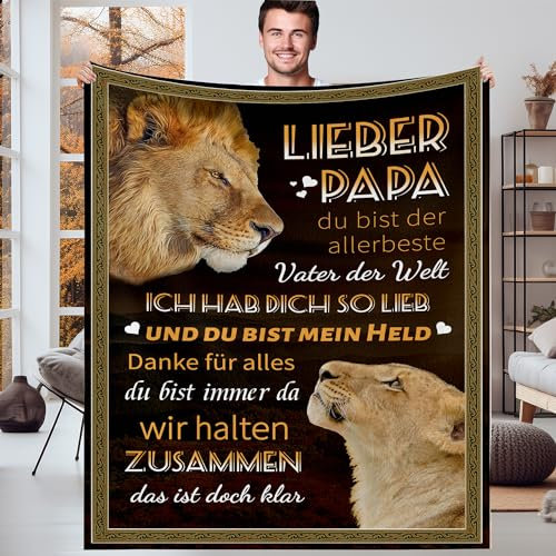 Gebiorty Papa Geschenk Decke, Geschenk für Papa Geburtstag Vatertag Geschenkideen Geburtstagsgeschenk Vatertagsgeschenke Originelle, Kuscheldecke Flauschig 150x200cm
