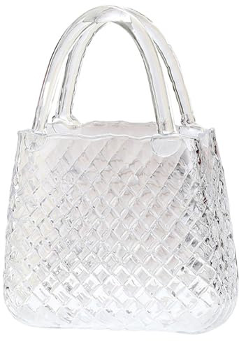 Glasspannung Vase, Glasspannung Vase Clear Tasche Vase für Blumen 11.4x8.1x3.5 '' Glashandtasche Vase Dekorative Blumenvase für Mittelstücke Hochzeitstisch Dekorationen Transparent