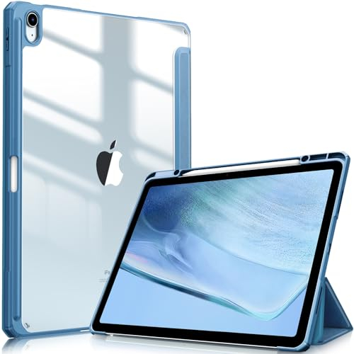 Fintie Hybrid Hülle für iPad Air 13 Zoll (M3) 2025, (M2) 2024 mit Stifthalter - Stoßfeste Schutzhülle Case mit transparenter Hartschale auf der Rückseite für iPad Air 13 Zoll Hülle, Dunstblau