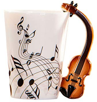 Tasse musicale pour violon créatif en céramique avec poignée pour café, thé, lait, tasse à café