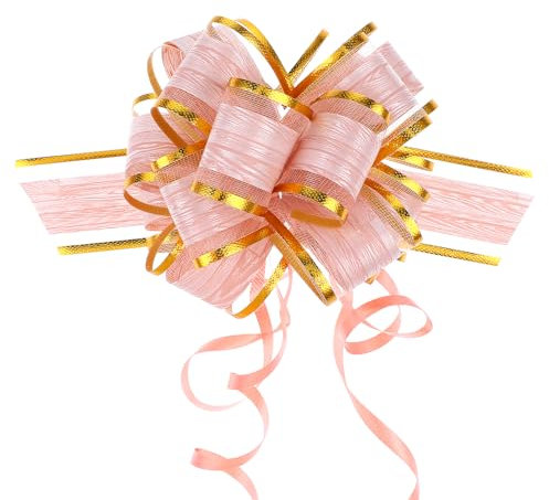 Andibro 10 Pezzi Fiocchi Regalo, Fiocco da Tirare 10 Cm Fiocco Regalo con Nastri Regalo Fiocchi Rosa Grandi Fiocchi Decorativi per Artigianato Confezioni Matrimoni Compleanni Natale Auto