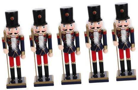 Cabilock 5 Pièces Ornement Casse-Noisette Marionnettes pour Adultes Décorations De Maison Lumineuse pour La Maison De Décor De Casse-Noisette De Bureau De Noël Bois