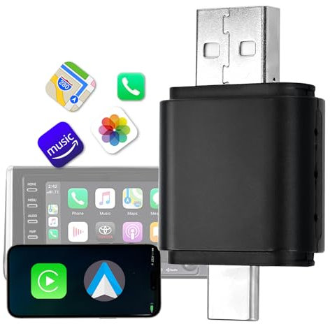 STRBDYI CarPlay Wireless Adapter 2 in 1 für Apple & Android Auto,Wireless CarPlay Adapter Dongle Konvertieren Werkseitig Verkabeltem CarPlay zu Wireless Plug&Play, 5,8GHz Wi-Fi, iOS 10+ & Android 11+