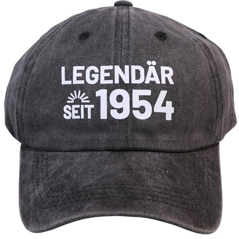 Nfpggs Baseballkappe als Geschenk, lustige Baseballmütze, Geburtstag, verstellbare Papa-Mütze aus Baumwolle mit 3D-Druck Für Papa Opa (DE/NL/SE/PL, Alphanumerisch, Einheitsgröße, Dunkelgrau-70th)