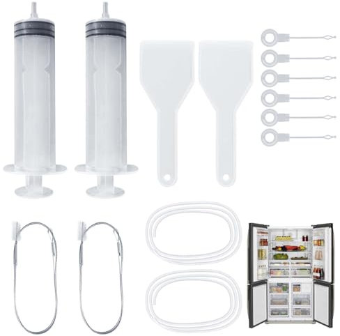 14 Stück Kühlschrank Reinigungsset, Kühlschrank Abfluss Reinigung mit Bürste, 1.2 M Schlauch, Spritze und Enteisungsschaufel,Kühlschrank Abflussloch Reinigungsset für Kühlschränke und Küchen