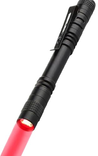 POCKETMAN Red Light Torch LED Pen Flashlights, One Modes Pocket Flashlight with Clip, 1 Pack Red Light Flashlights for Work,Astronomy, Aviation, Night Observation