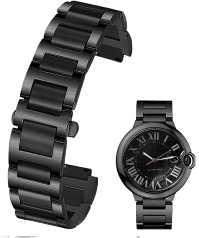 yeziu Edelstahl-Lug-End-Armband Für Cartier W6920046 Ballon Bleu-Serie Damen-Herren-Armband(Preto,18-11mm)