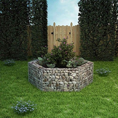 ShGaxin Sechseckiges Gabionen-Hochbeet 160×140×50 cm, Palettenrahmen, Hochteich, Gemüsebeet, Kräuterregal Balkon, Blumenbeet, Kräuterspirale, Tomatenbeet, Pflanzhochbeet - 142534