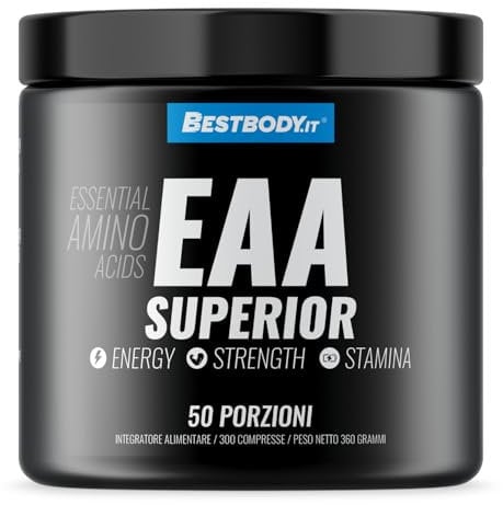 EAA Superior - Aminoacidi Essenziali in Compresse, Pre Intra Post Workout, Recupero Muscolare e Sintesi Proteica, Vegan, 300 Compresse ad Alta Concentrazione