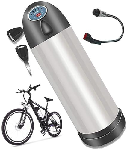 Ebike Battery 36V 48V 8Ah 10Ah with Charger, Power Switch Security Lock, Waterproof Electric Bike Battery 48V 8Ah 10Ah Kettle Shape Li-ion Battery for 200W 500W 1000W Motor 36V 8AH,330mm