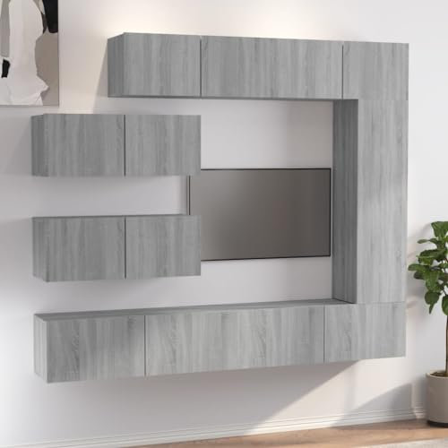 Xichuzi Ensemble de Meubles TV 7 pcs Sonoma Gris Bois d'ingénierie,Meuble TV,Table Basse Salon Meuble TV,Table Basse LED Couleurs