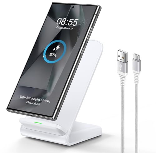 Pixel 9Pro Wireless Charger Stand Fast Charging for Google Pixel 9Pro XL 9a 8a 8Pro 7A, Samsung S25 Ultra, 15W Wireless Android Charger Station for Moto G Power 2025, Galaxy S24 FE S23 S22, iPhone 16e
