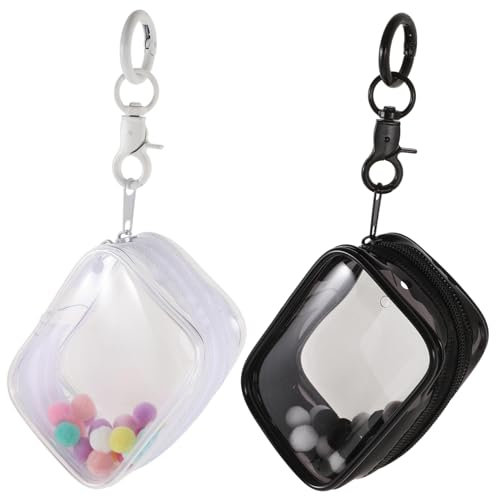 Garneck 2piezas Bolsa De Exhibición Transparente Para Muñecas Con Llavero Y Pompones Bolsa De Almacenamiento Para Figuras Miniatura Diseño Con Doble Cremallera Para Coleccionistas De Muñecas Y Figuras