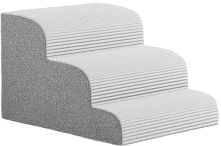 AWHAO Escalones de rampa para Mascotas escaleras de Perro Esponja de Alta Densidad Cama Alta trepadora Estable y sin Deslizamiento para Perros Mayores, Gris