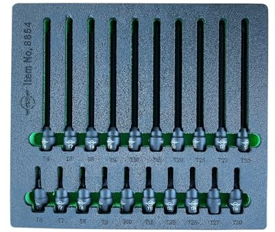 20pc Extra Long & Short Impact Torx Bit Sockets Set 1/4 Drive T6-T30 S2 CRV Hex