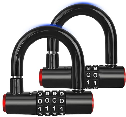 Combination Security Bike Lock, Heavy Duty Anti-Theft 4 Digital Combination U-Lock, for Road Bike, Electric Bike, Mountain Bike, Folding Bike