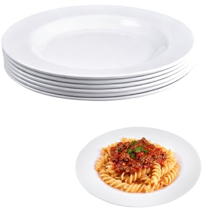 Velicber Weiße Teller 6er Set, 23cm Melamin Teller Mehrwegige Pastateller | Runde Speiseteller, Leichte Teller, Dessertteller, Unzerbrechlich, ideal für Camping, Picknick, Garten und Familienessen