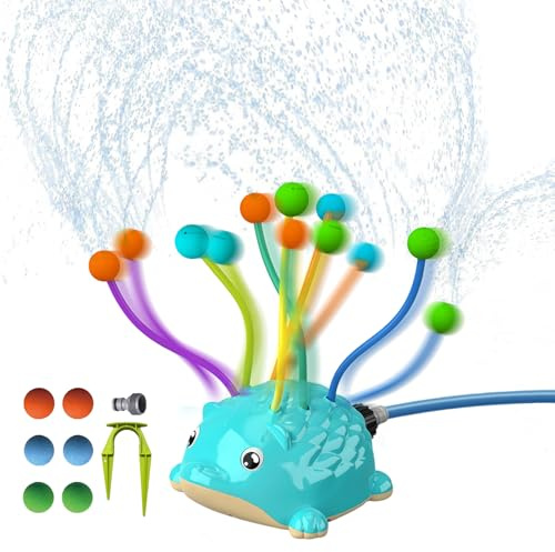 Wassersprinkle Toys for Kids, Cute Sprinkler, Outdoor Garden Lawn Watering Toys with Hose Clamps, Sprinkler Toys for Lawn, Garden, Pool party (Blue 2)
