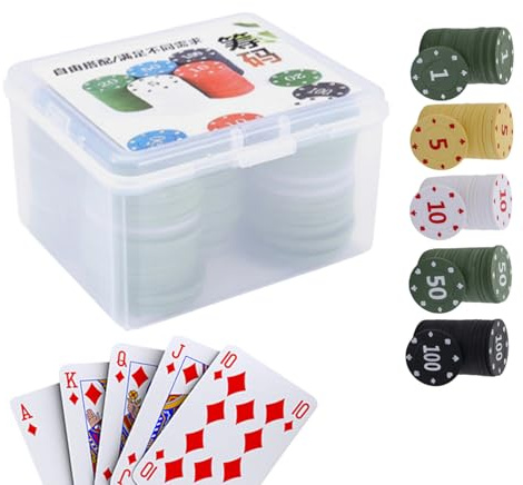 Generisch Pokerchips Set – Nummerierte Werte mit Aufbewahrungsbox | Chips für Texas Hold’em, Blackjack und Kartenspiele | 100-teiliges Set für Spielabende Zuhause, Partys und Familienfeiern