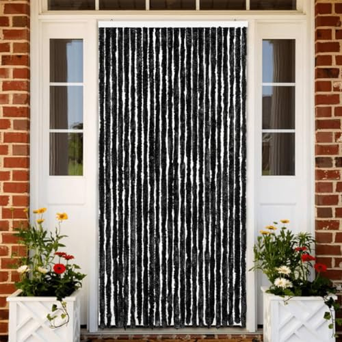 Nqyjm Rideau anti-mouches - Anthracite - 100 x 200 cm - Chenille - Pour balcon, porte de terrasse