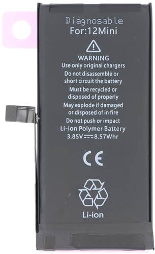 Akku kompatibel mit Apple iPhone 12 mini, diagnostizierbar, Li-Polymer, 3,85V, 2227mAh, 8,57Wh, ohne Werkzeug