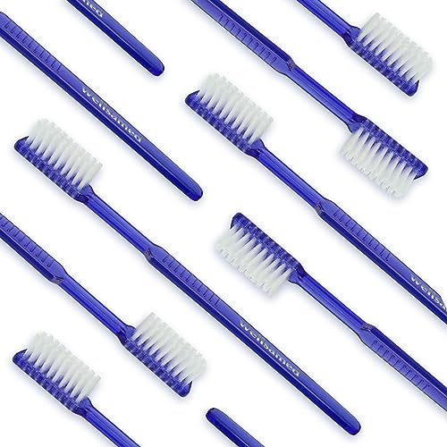 Wellsamed 100 Stück Wellsabrush Einmal-Zahnbürsten imprägniert mit Zahnpasta, Blau ideal für Reisen und unterwegs