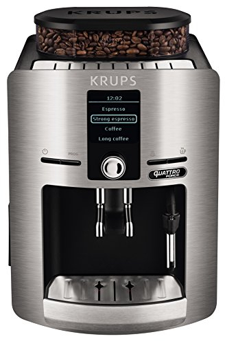 Krups Espresseria Quattro Force EA82FB - Cafetera Superautomática 15 Bares, Pantalla LCD, Programas de Leche y Personalización Bebidas, Molinillo Metálico Profesional, Modo Limpieza, Jarra Leche