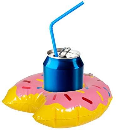 Folat 20291 Getränkehalter schwimmender Donut zum Aufblasen Mehrfarbig