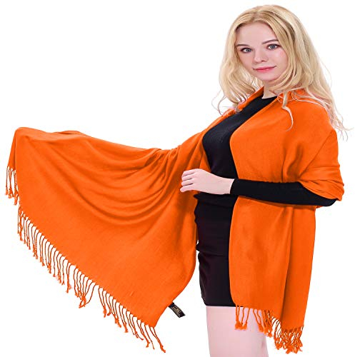 CJ Apparel Orange Einfarbiges Design Nepalese Schal Schultertuch Wrap Stola Pashmina NEU