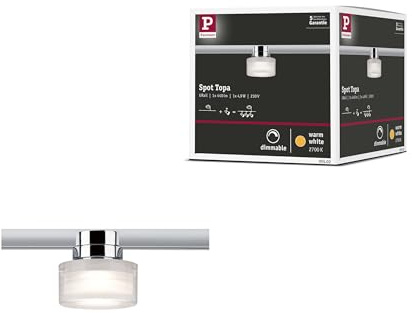 Paulmann 95502 Topa Dot URail LED Individual spot 350lm 4.9W 2700K dimmable 230V Chrome, Clear, Satin Rail System