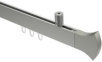 Interdeco Innenlaufstangen (Deckenbefestigung) eckige Gardinenstangen Edelstahl Optik Typ 10213034, 220 cm
