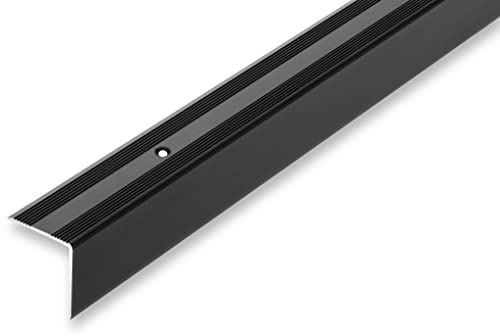 NALine® Treppenkantenprofil 30 x 32 x 1180 mm Treppenwinkel schwarz gebohrt inkl. Montageset Treppenkantenprofil Treppenkante Alu Winkel