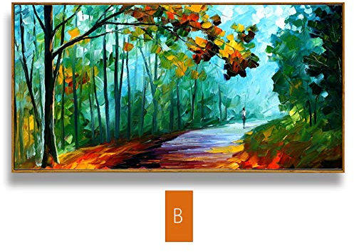 Peinture À L'Huile Peinte À La Main Sur Toile,Peinture Au Couteau,Paysage Abstrait Chemin Deep Green Forest ,Tableaux Grand Format De Peintures Murales Modernes Pour Salon,Entrée,Chambres,Bureau,10