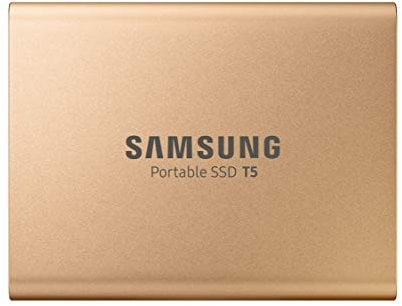 500GB Samsung Portable SSD T5, External, Rose Gold, USB 3.1 Gen2 Type-C (10Gbps), 540MB/s Transfer, 2x Cables, Retail - MU-PA500G/EU