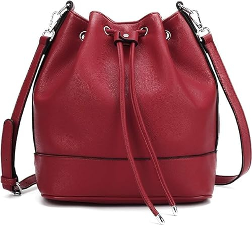 AFKOMST borsa a secchiello Borse a tracolla Donna Sera Pochette Shopping Viaggio Sacchetto Borsello Borsa a mano Borsa per donna (Red)