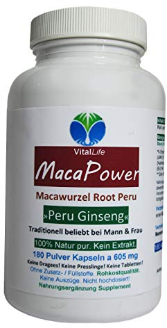 MACA Kapseln für Mann & Frau 180 POWER Wurzel Pulver Kapseln aus Peru. Natur pur. KEIN Extrakt. NICHT hochdosiert. OHNE Zusatzstoffe. OHNE Füllstoffe. 26625-180