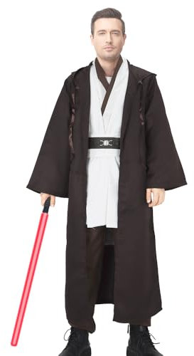 NUWIND Costume da Jedi da Uomo Tunica Medievale con Cappuccio Mantello Costume Cosplay di Halloween per Adulti (Multicolore, L)