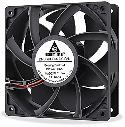 GDSTIME 120mm 24V Fan 2 Pin 120 x 38mm Computer Fan 24V DC Brushless Dual Ball Bearing 4500 RPM 179.2 CFM Big Airflow Fans 12308 Case Cooler for PC PSU Cabinet Inverter Server Workstation