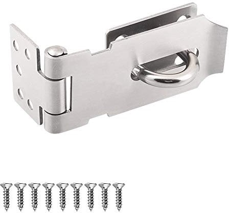 Door Padlock Hasp Heavy Duty Stainless Steel Padlock Hasp and Staple Security 4 Inch Padlock Hinge Latch Shed Lock Hasp Door Clasp Silver Gate Lock Latch for Internal External Door Cupboard Cabinet