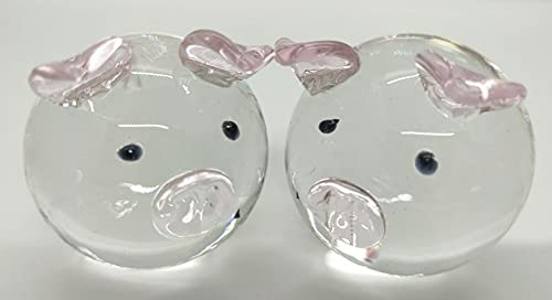 ChenXi Kristallglas Pärchen Schwein Ornament Liebhaber Rosa (2 Schweine)