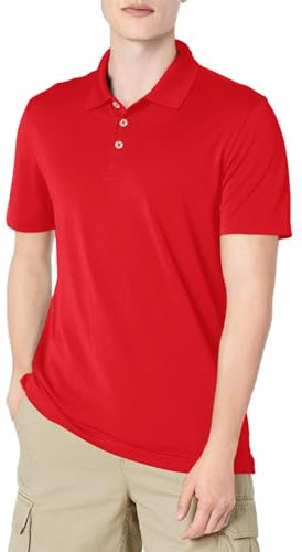 Amazon Essentials Men's Golf Polo Shirt, Short Sleeve, Slim-Fit, Quick-Dry, Red, M
