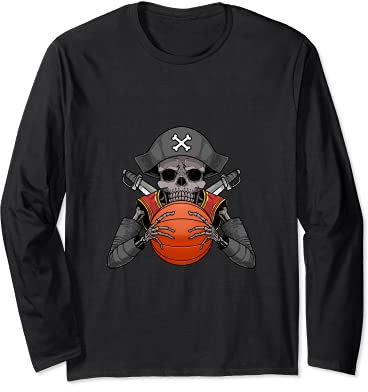 Pirate Skeleton Basketball Player Basketball Jersey Long Sleeve T-Shirt