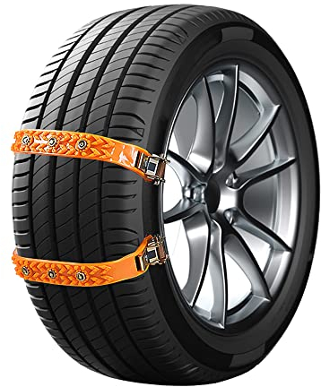 Schneeketten Auto Universal, Kette Schneekette Rad Gürtel Winter Gurt, Anti Rutsch Ketten Einfache Montage, Anfahrhilfe Wohnmobil, Schneeketten Selbstspannend für LKW/Fahrzeug/Auto Reifen (2Pcs)