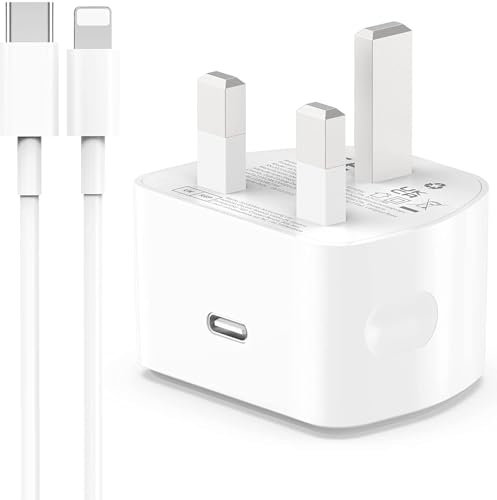 AICCOLO 20W USB C Fast Charger With 2M Cable for iPhone 14/14 Plus/14 Pro/14 Pro Max/13 12 11 X XR XS SE 2020 8 7 6 6S Mini, Pad Pro, USBC PD Wall Charging Plug UK Type C Power Adapter and 6FT Cord