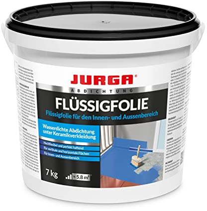 JURGA Flüssigfolie Bad & Dusche - Dichtfolie Außenbereich & Innen, Abdichtung Badezimmer, Lösemittelfrei 7 kg